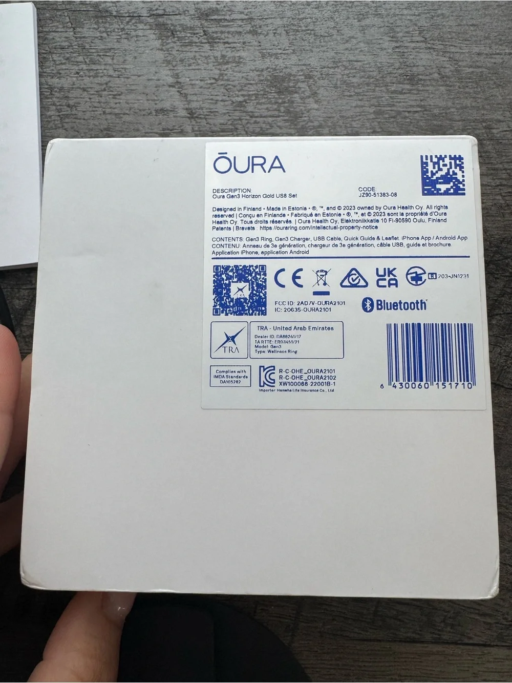 Oura Ring Gen 3 Horizon Gold Size 8 + Charger & Original Box